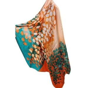 Silk Scarf 72"x33" Long Boho Artsy Colorful
